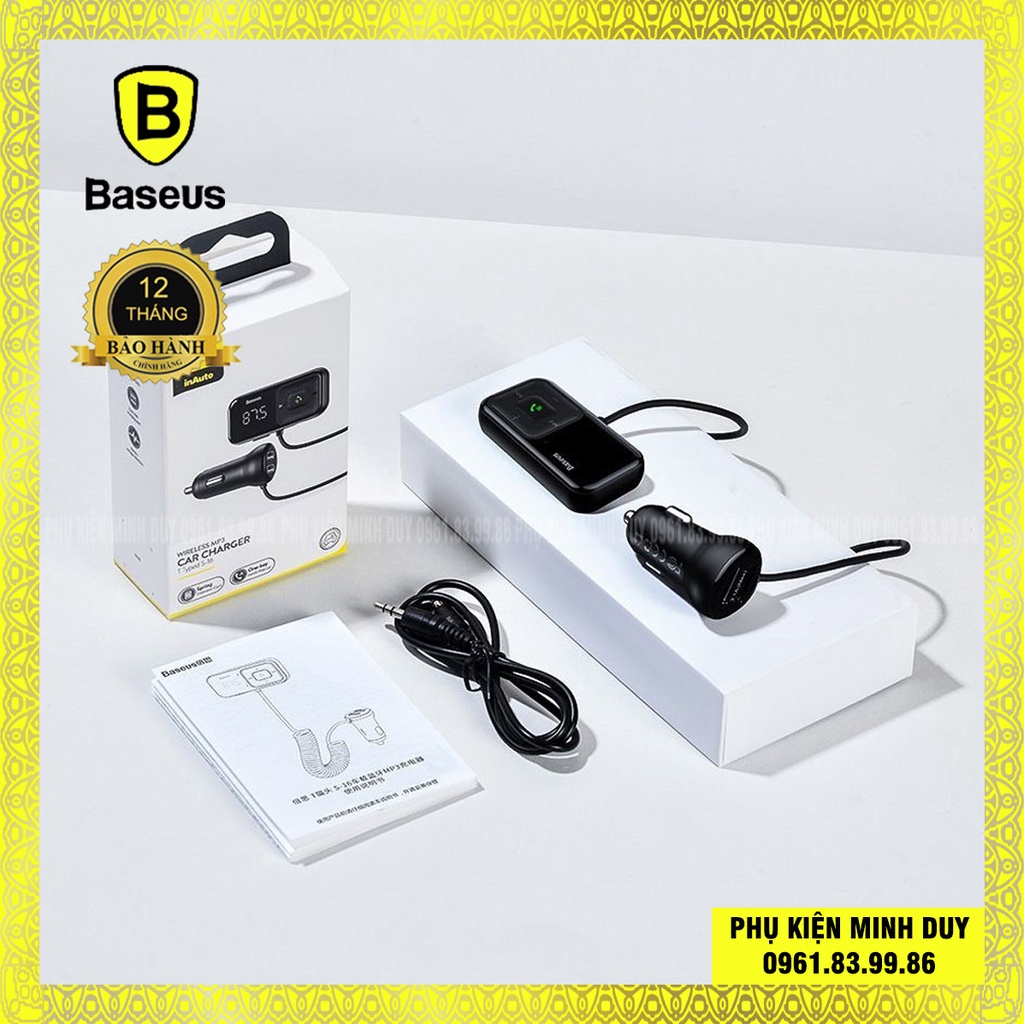 Tẩu sạc đa năng trên xe hơi Baseus T Typed S-16 Wireless MP3 Car Charger (3.5mm, TF card, USB*2, LED screen, Hi-Fi)