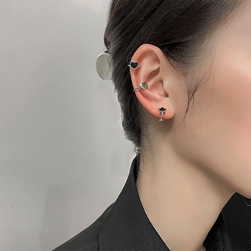 Khuyên Kẹp Vành Tai Bằng Đồng Không Xỏ Họa Tiết Trái Tim / Ngôi Sao Thời Trang Dành Cho Nữ