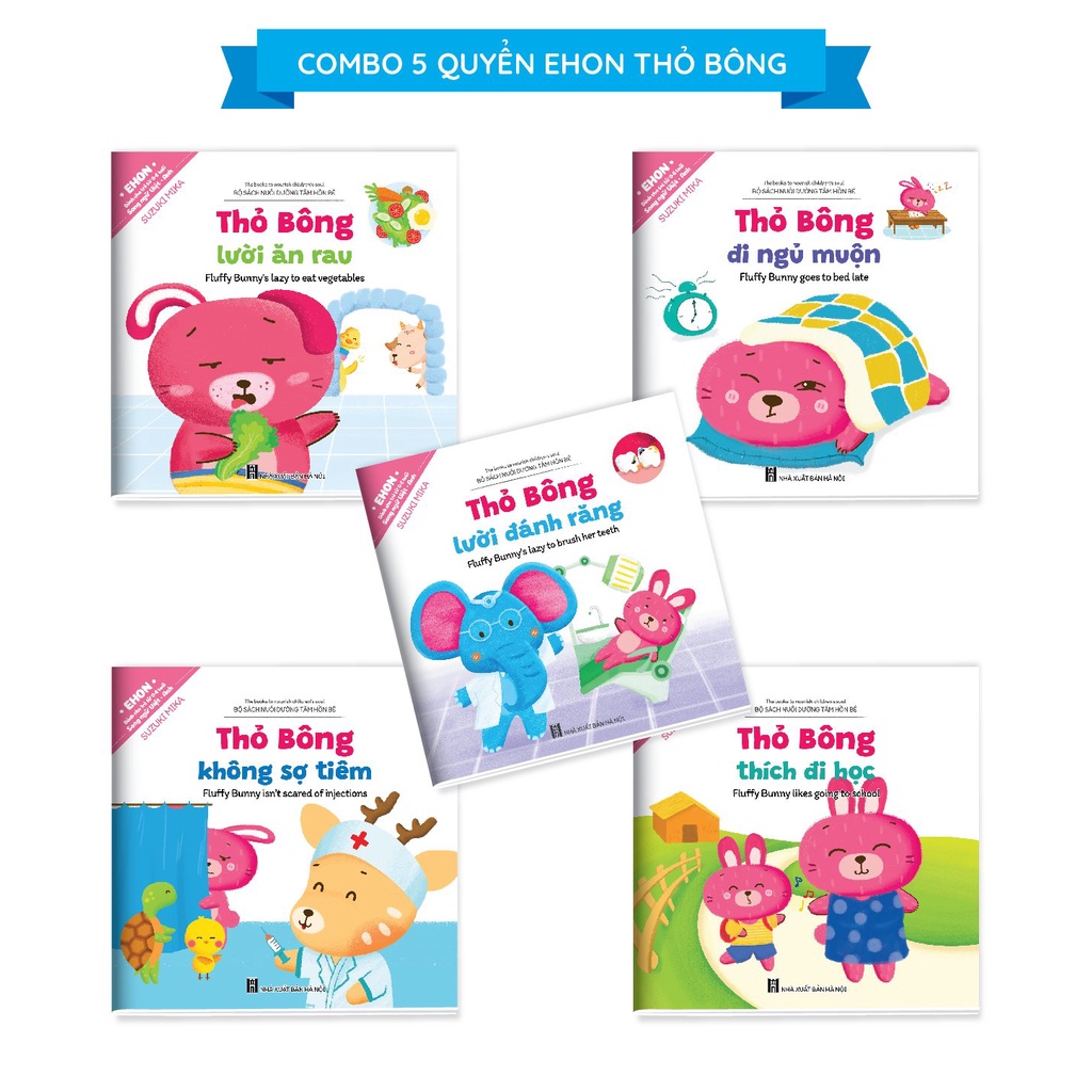Sách - Bộ Ehon kĩ năng sống Thỏ Bông - song ngữ Việt Anh - Quét mã QR file nghe