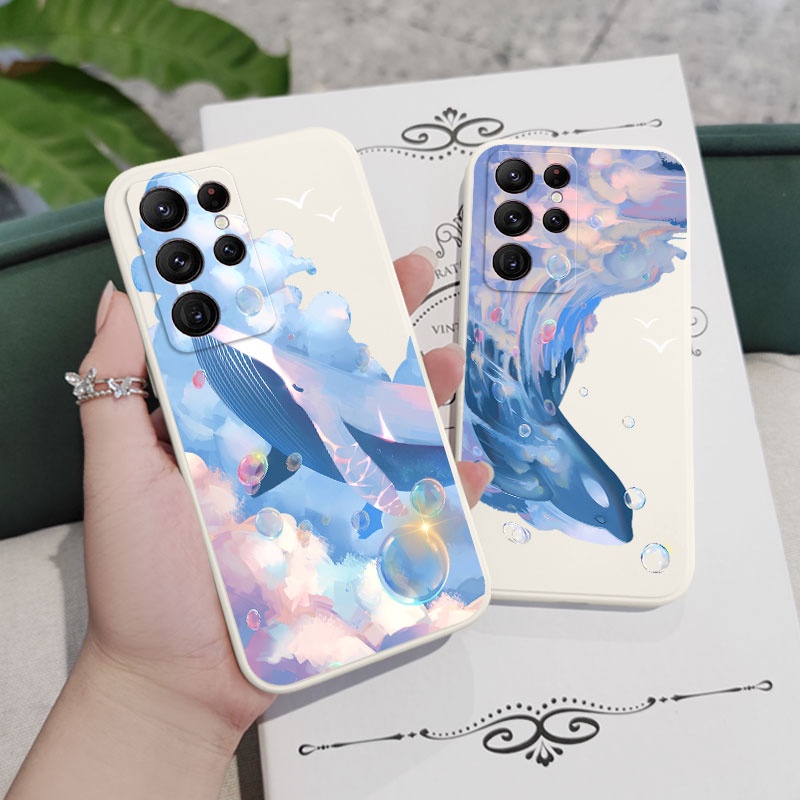 Ôp Điện Thoại Họa Tiết Cá Voi Độc Đáo Thời Trang Cho samsung galaxy s23 s22 fe ultra plus Ốp