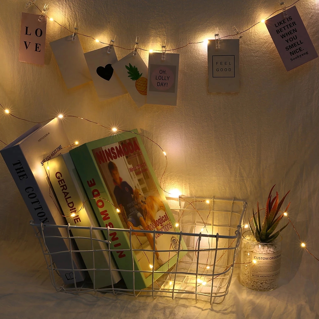 5/10M LED Fairy String Lights With Transparent Plastic Photo Clips/Christmas Wedding Home Room Decoration Garland Lights (battery not include)