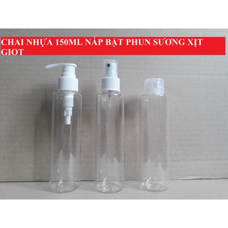 Chai Xịt Phun Sương Ấn Giọt Nắp Bật 150ml chai lọ nhựa chiết mỹ phẩm du lịch