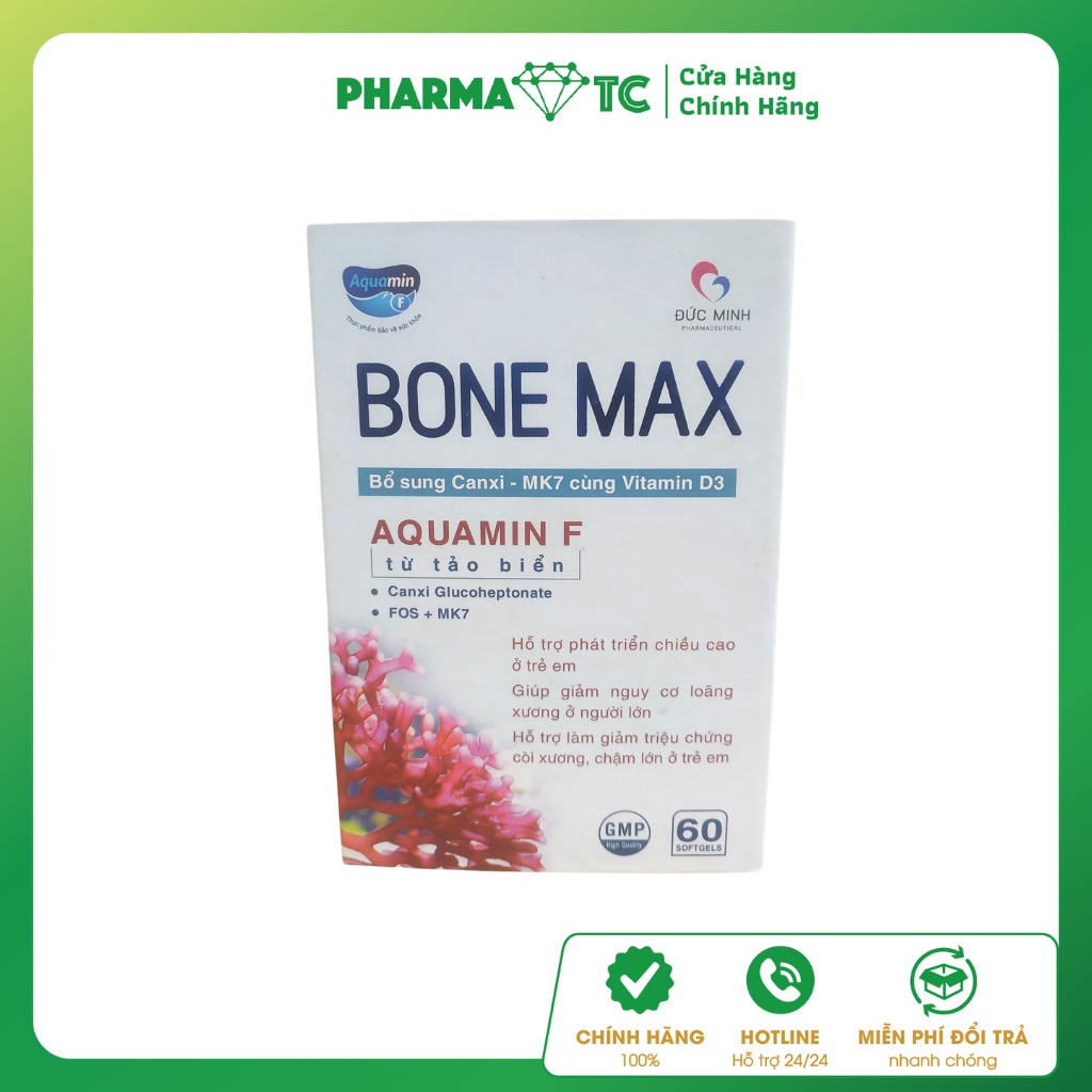 Canxi hữu cơ Bone Max, Bổ sung canxi cho bà bầu, giảm nguy cơ loãng xương - Hộp 60 viên - PharmaOTC