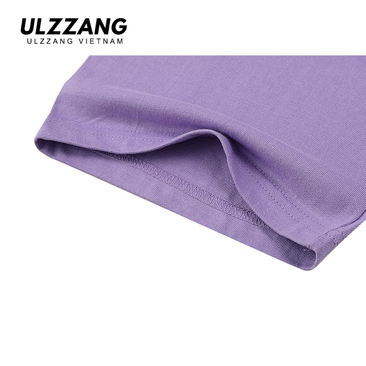 Áo thun tay lỡ NELLY cotton dáng unisex form rộng màu tím trơn