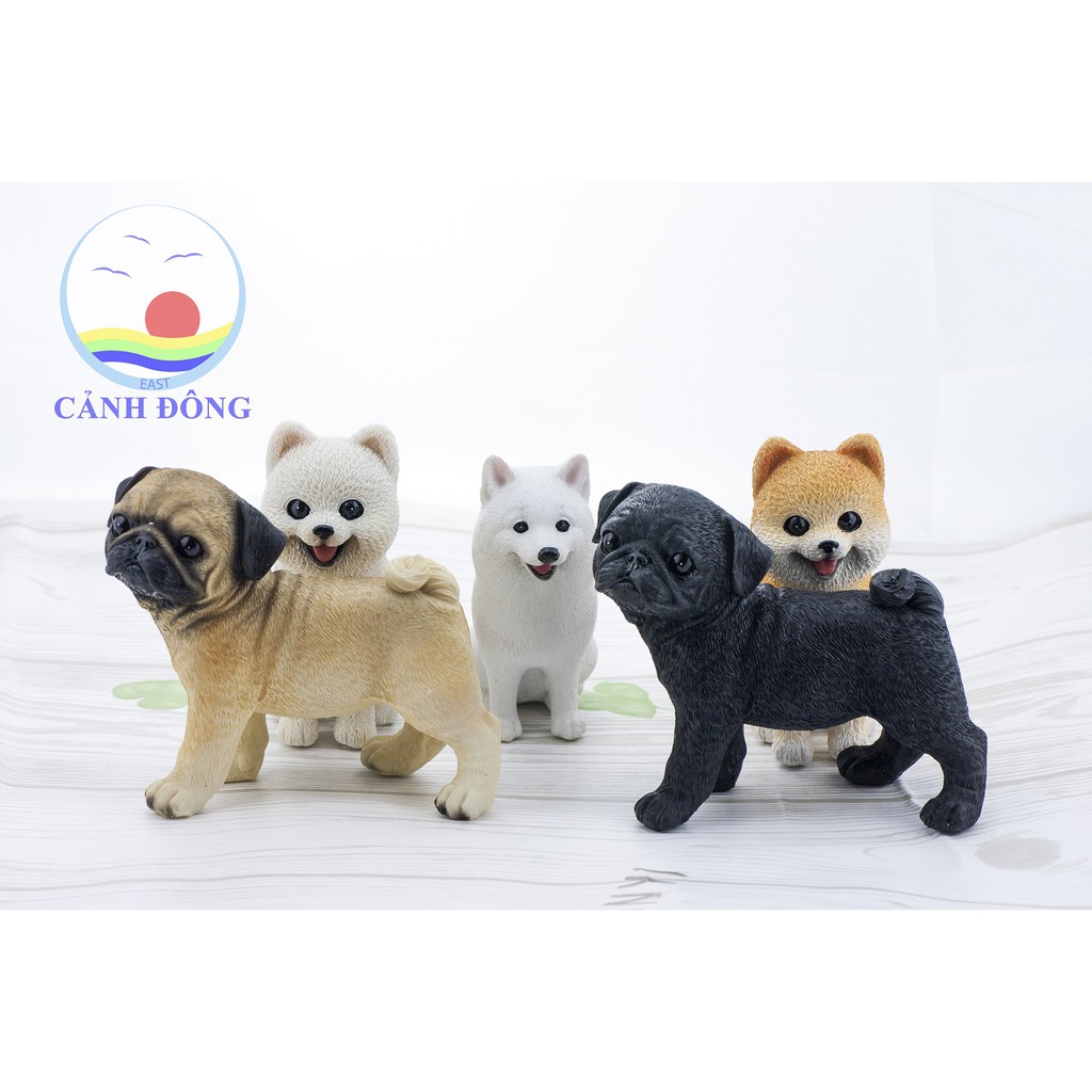 Tượng chó pug TƯỢNG MÔ HÌNH trang trí ĐẸP màu vàng nâu