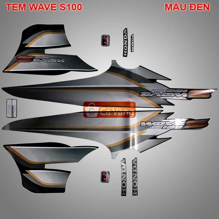 Tem xe máy Wave S100 LOẠI 3 lớp, TEM Như zin - MÀU ĐEN