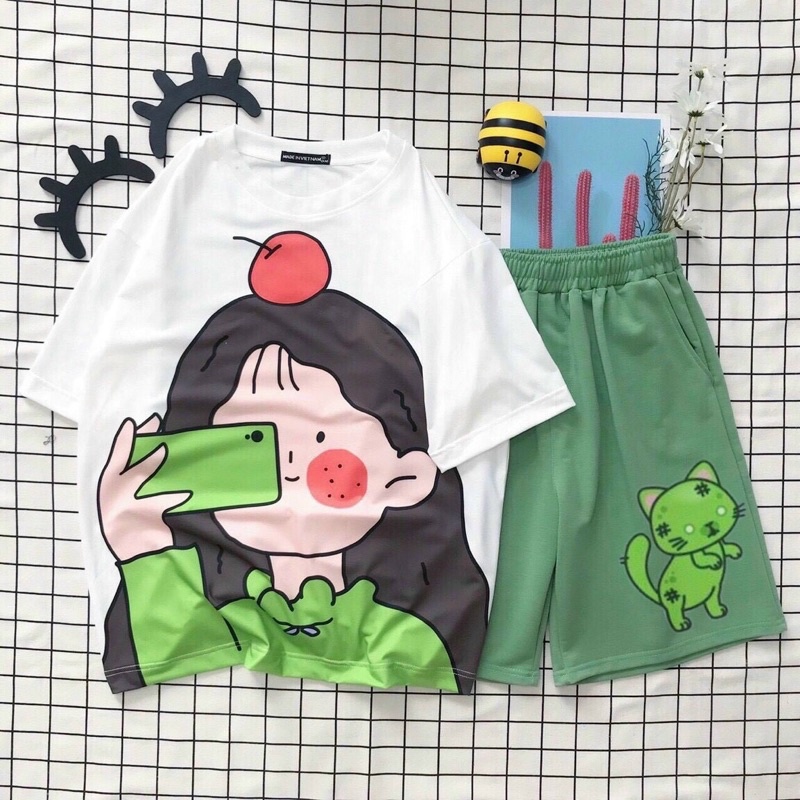 Đồ bộ hoạt hình form rộng Unisex Gấu trà sữa bò Freesize dành cho nam nữ-JAMI-AT_DOBO
