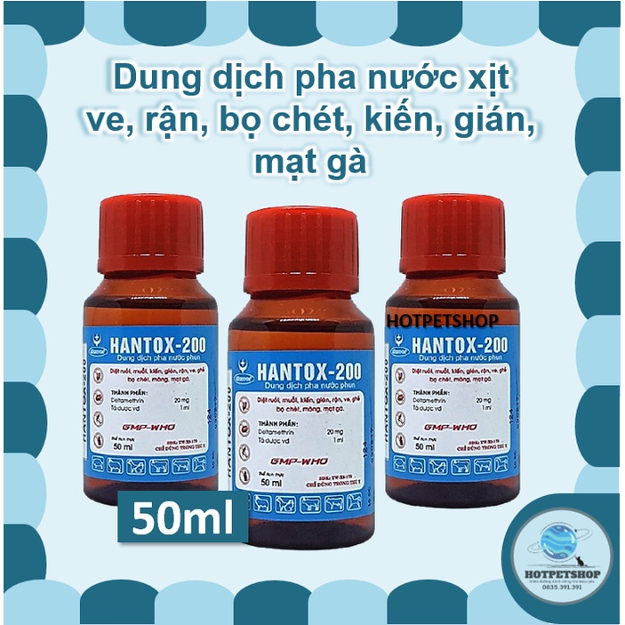 HANTOX 200 - Dung dịch nước phun hỗ trợ diệt ruồi, muỗi, kiến, gián, rận, ve, bọ chét, mòng, mạt gà