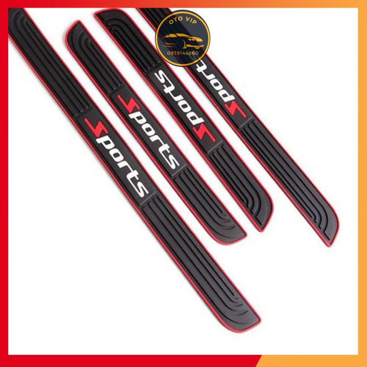 Nẹp bước chân xe ô tô chống trầy xước bậc lên xuống - miếng dán cao su bậc cửa xe hơi bộ 4 miếng chữ SPORT