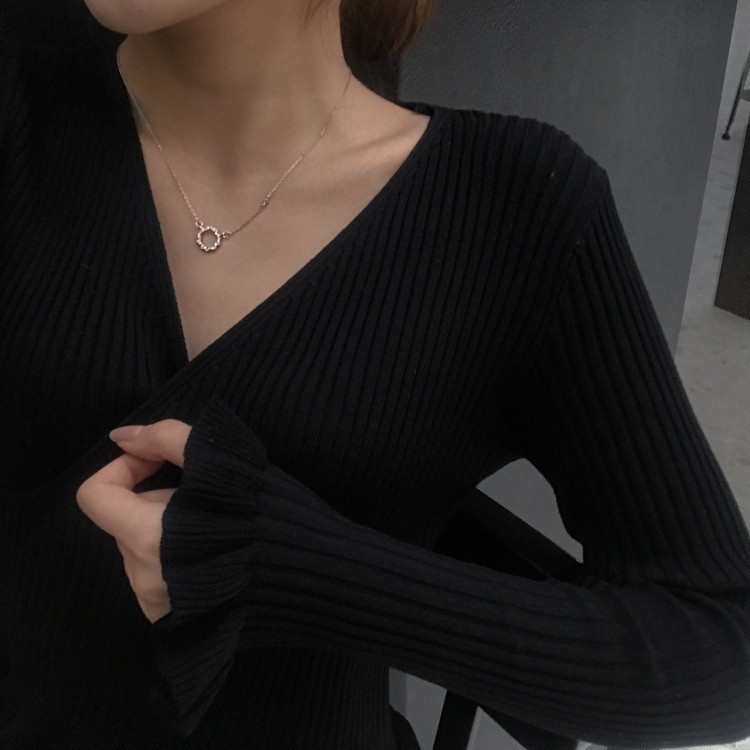Vòng cổ Mặt Tròn Mini Đính Đá Đơn Giản Phong Cách Hàn Quốc Cho Nữ