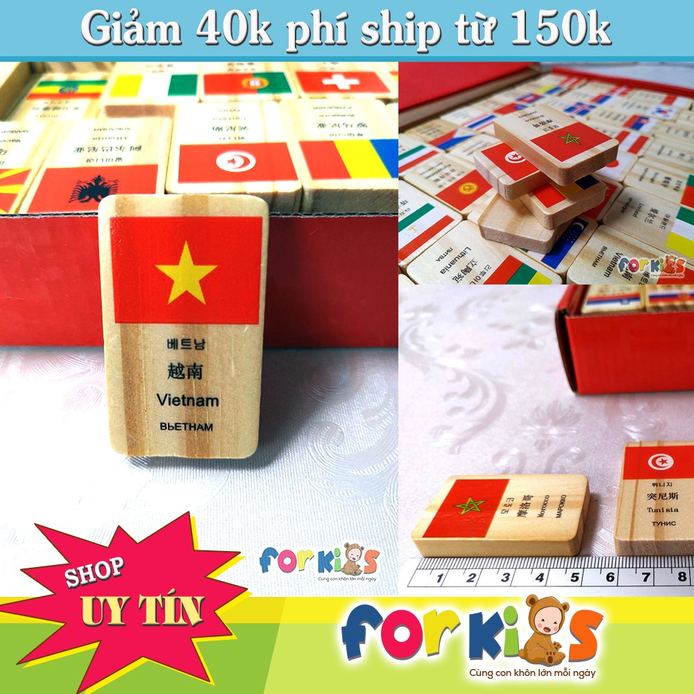 Đồ chơi trẻ em, DOMINO 100 cờ quốc gia, Đồ chơi gỗ cho bé