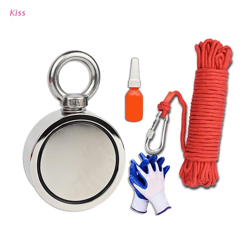 Bộ dây nylon độ bền lớn nam châm câu cá hai mặt móc kim loại khóa ren dành cho cứu hộ