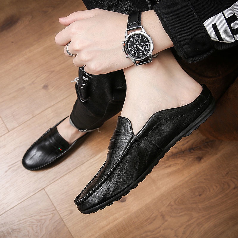 Giày Lười Da Mùa Hè 2022 Thoáng Khí Không Gót Cho Nam