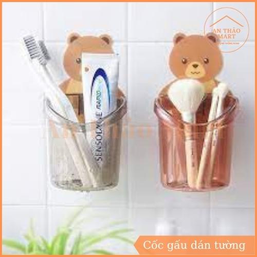 Cốc Gấu Dán Tường Nhà Tắm Siêu Dính, Cốc Đựng Bàn Chải Đánh Răng Tiện Lợi