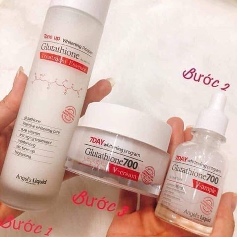 COMBO NƯỚC HOA HỒNG -SERUM -KEM MẶT 7 DAY WHITENING PROGRAM GLUTATHIONE 700 V-AMPLE