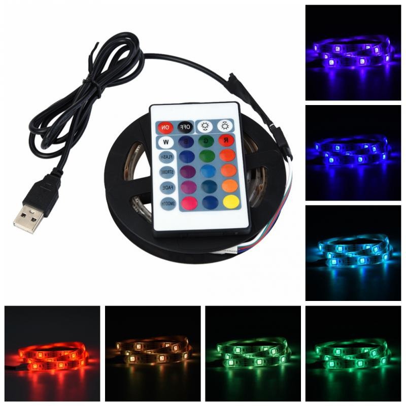 Dây đèn LED DC 5V USB 5050 RGB linh hoạt chống thấm dùng để trang trí nội thất