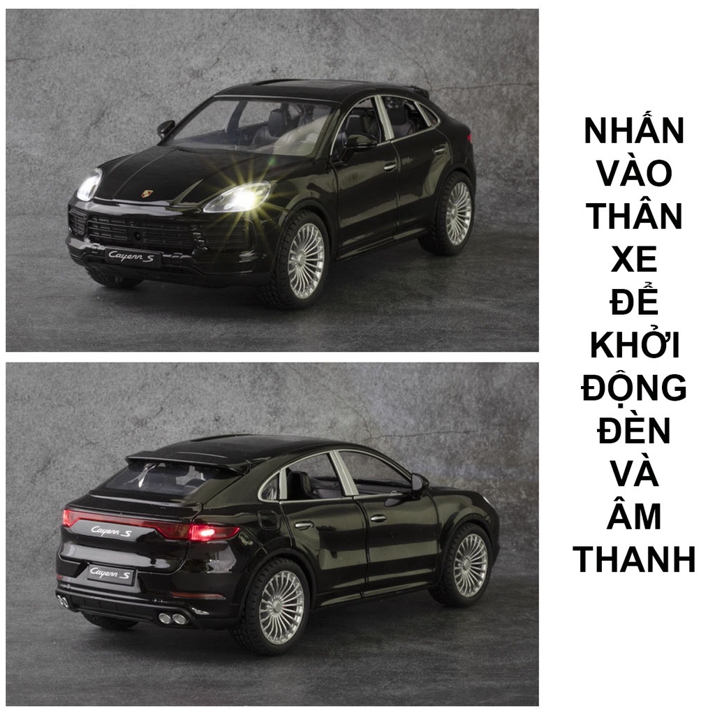 Mô hình tĩnh hợp kim siêu bền Porche Cayenne S tỉ lệ 1:24 có cửa, cốp sau và nắp capo mở được, có đèn và âm thanh
