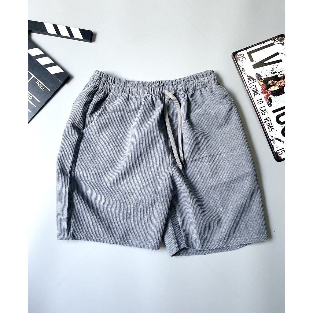 Quần Short Nhung Tăm Gân Form Rộng Nam Nữ  Unisex Phong Cách Trẻ Trung Cá Tính - Short Nhung