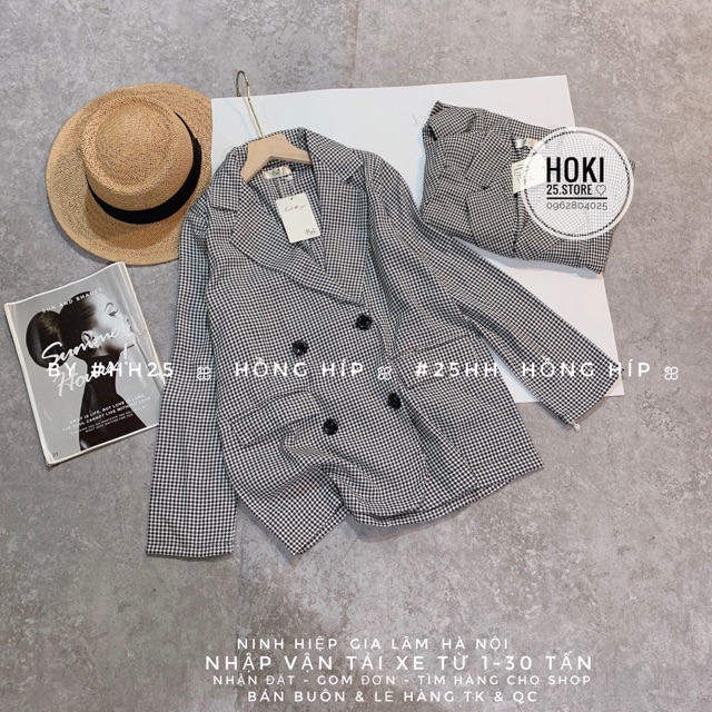 Áo Vest kẻ đen