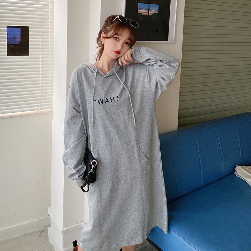 SUXI Đầm Midi Tay Dài Dáng Rộng Thiết Kế Đơn Giản Cho Phái Nữ