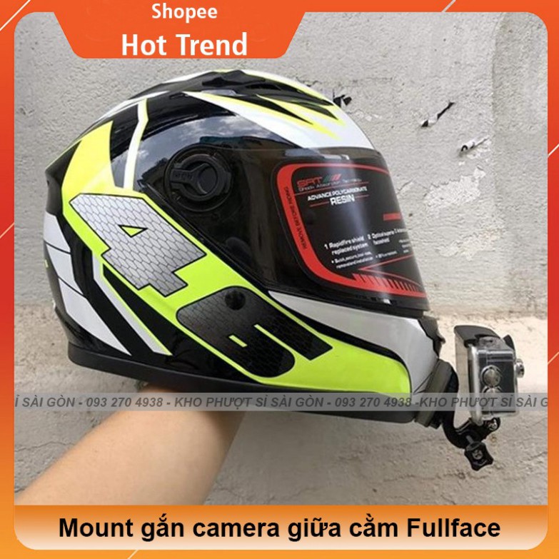 KHO SG-  Bộ Mount gắn Gopro, Eken, SJcam lên cằm nón bảo hiểm Fullface YOHE 978, AGV K3 Tặng kèm Keo 3m