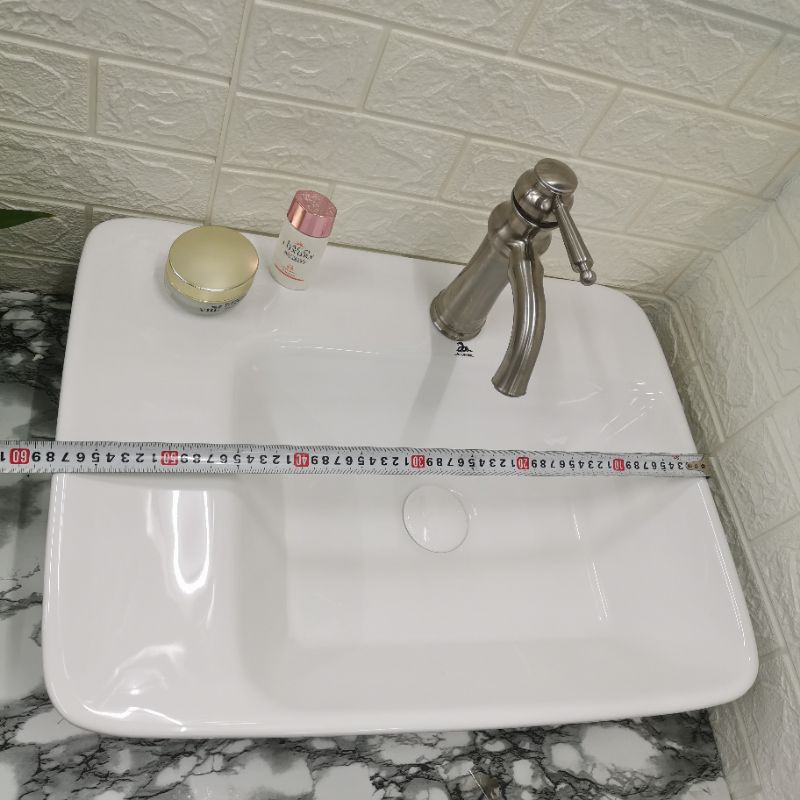 Chậu lavabo bàn đá men nano trắng sáng