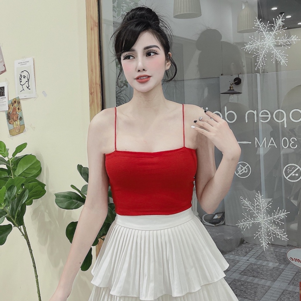 Áo croptop nữ kiểu ống 2 dây Hoàng Tình Store, thun borip co giãn tốt thấm hút mồ hôi Freesize | BigBuy360 - bigbuy360.vn