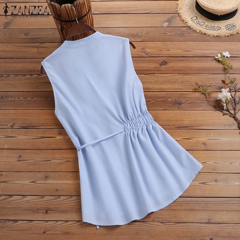 Áo kiểu ZANZEA cổ V không tay thời trang cho nữ