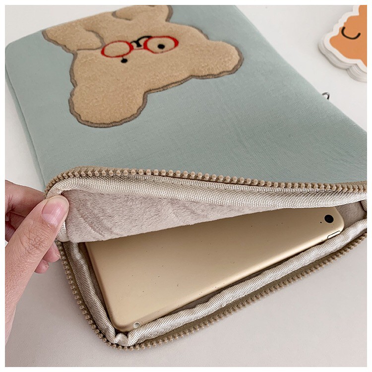 Bentoy Milkjoy túi đựng máy tính xách tay hình gấu thời trang Hàn Quốc cho ipad 15 13 11 10,5 10,2