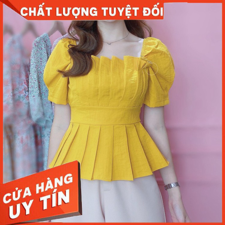 HÀNG CAO CẤP -  Áo Peplum Tay Phồng Che Bụng Sơ Mi Kiểu Nữ Đẹp CHUU A6697  - Hàng Cao Cấp