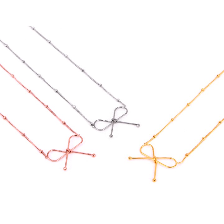 Dây chuyền nữ titan cao cấp hình chiếc nơ siêu cute - Đẹp, bền màu, hợp thời trang