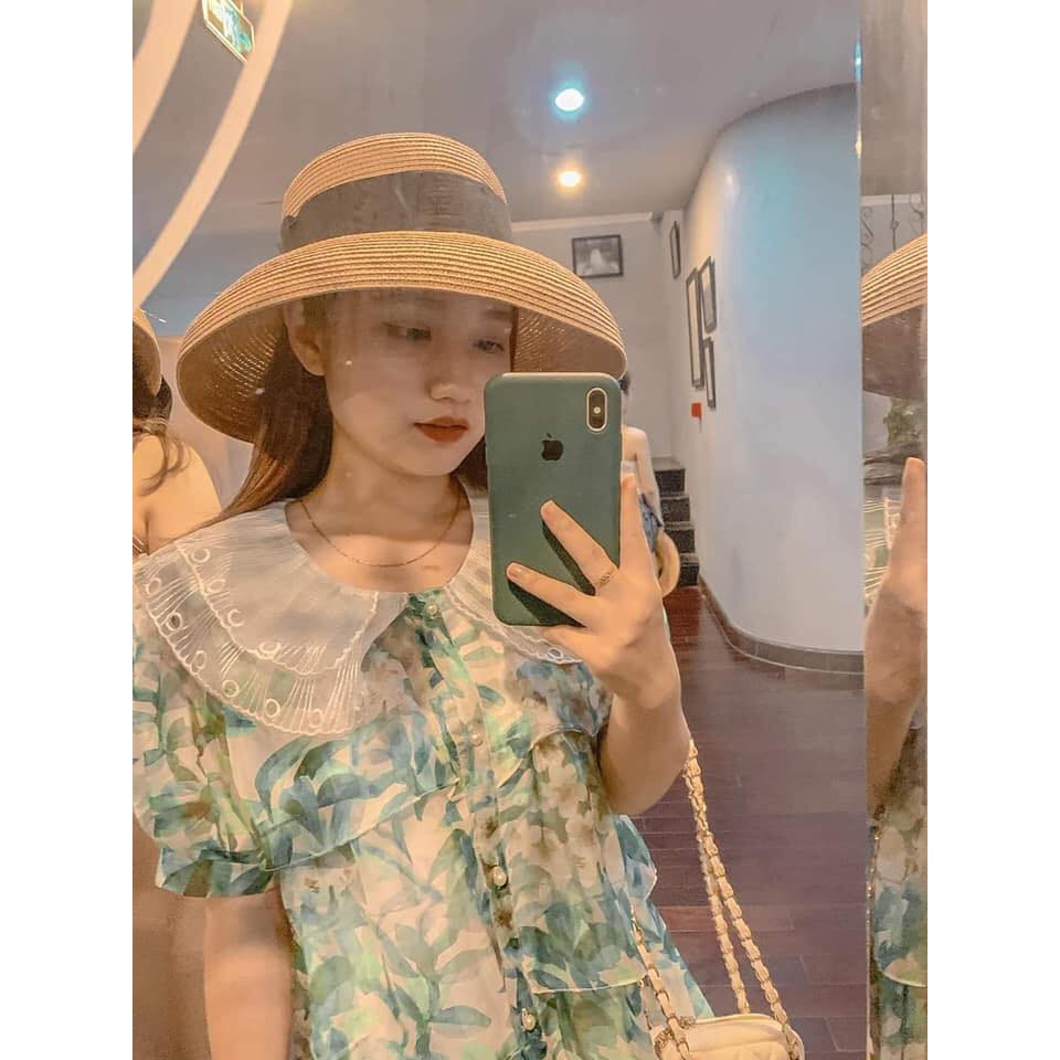 Váy tơ hoa xếp tầng phối cổ ren tơ 2 lớp dáng suông - đầm thiết kế nữ | BigBuy360 - bigbuy360.vn