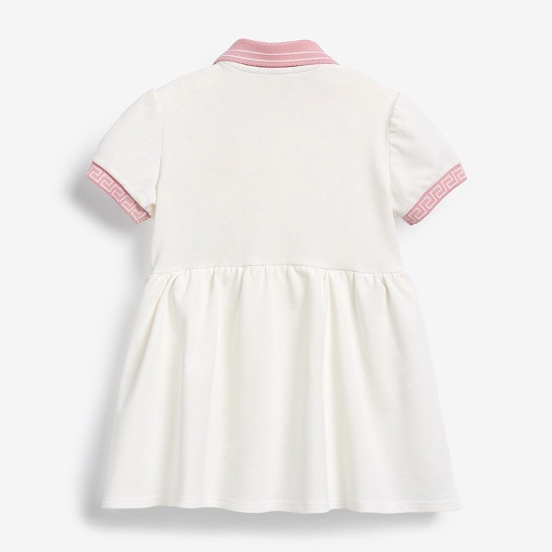 Váy polo trắng viền hồng cộc tay Little Maven 2-7Y