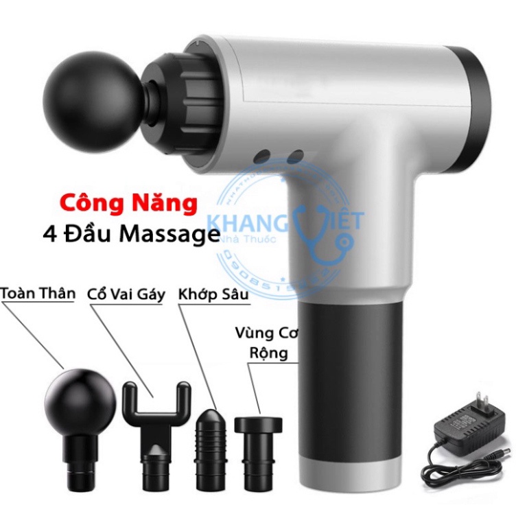Máy massage cầm tay 4 đầu 6 chế độ - súng massage trị nhức mỏi vai gáy, đau giãn cơ - Máy đấm lưng đa năng DL5