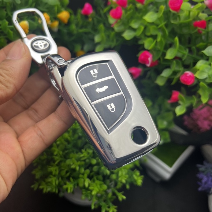 Bọc chìa khóa TPU Mạ Inox xe ô tô Toyota Innova, Fortuner, Corolla Altis