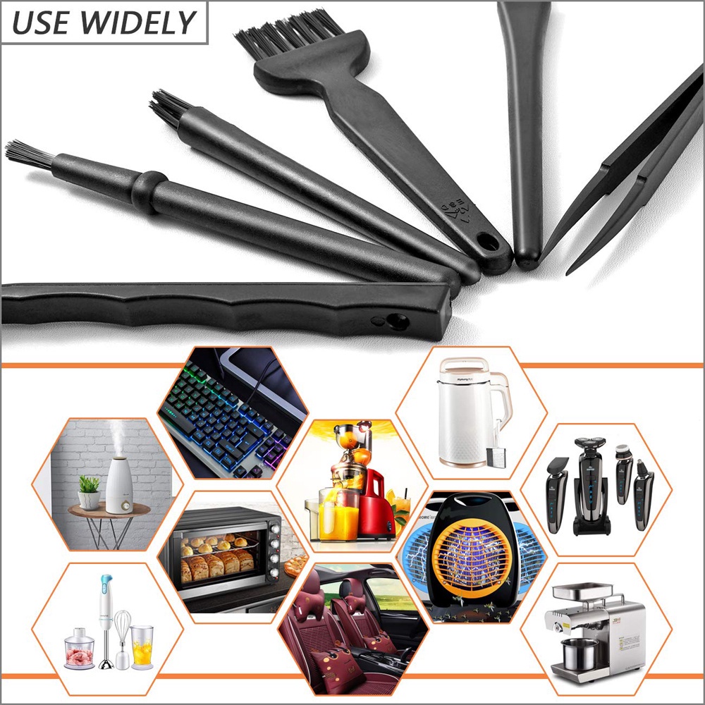 Bộ cọ vệ sinh bàn phím máy tính 6 trong 1 bằng nylon màu đen nhỏ gọn loại bỏ bụi bẩn loại bỏ tĩnh điện cho laptop điện thoại