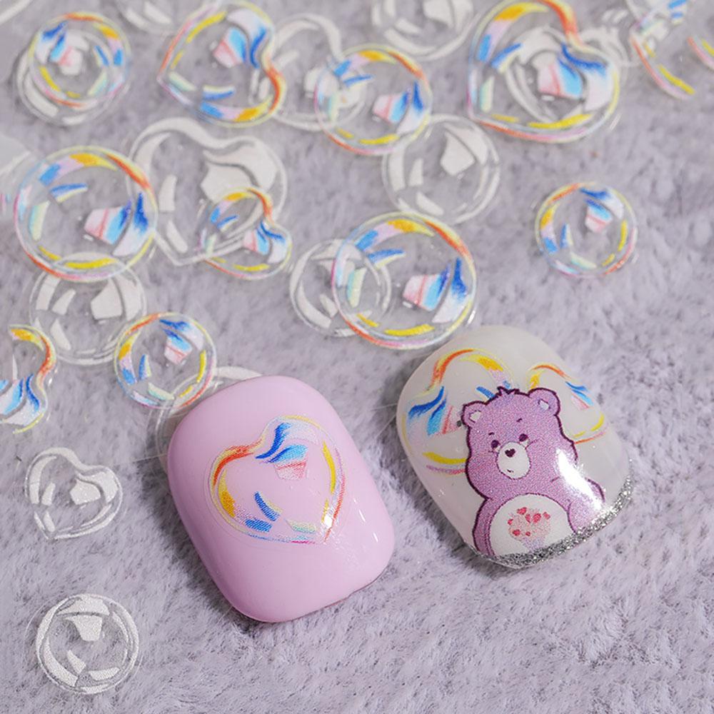Miếng Dán Trang Trí Móng Tay Trong Suốt Dập Nổi Họa Tiết Bong Bóng 5D