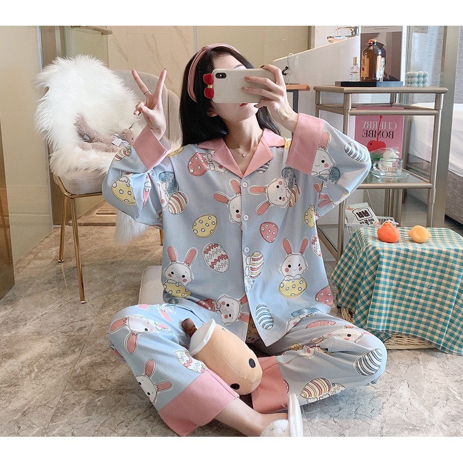 Pijama- Đồ Bộ Ngủ Nữ Cotton Áo Dài Quần Dài Nhiều Mẫu DDCP03