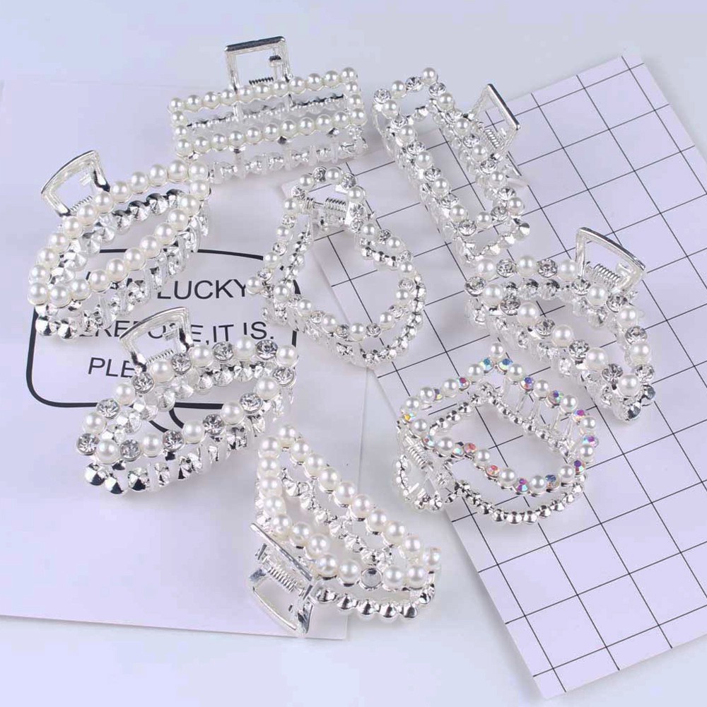 (Hàng Mới Về) Kẹp Tóc Móng Vuốt Bằng Hợp Kim Đính Ngọc Trai Nhân Tạo Dành Cho Nữ Mihan1