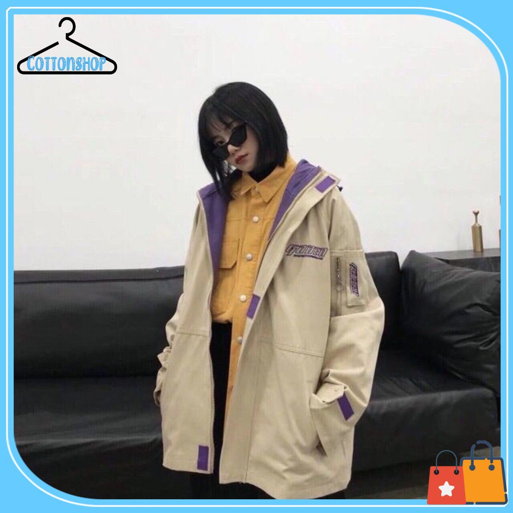 [Mã WASTMAY giảm 15% tối đa 30K đơn 150K] [Giá siêu rẻ] Áo khoác kaki form rộng thêu logo, đơn giản cá tính