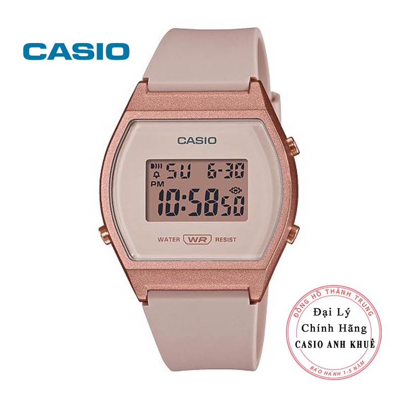 Đồng hồ Casio Nữ dây nhựa LW-204-4ADF vỏ vàng hồng dây màu nude