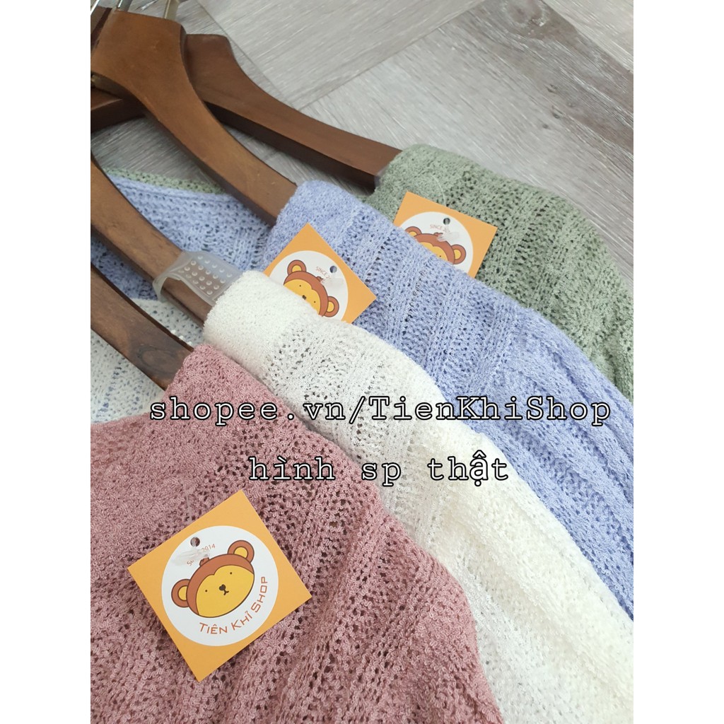 Áo khoac len cardigan mỏng khoác nhẹ 4 nút dệt kim mùa thu đông cho nữ