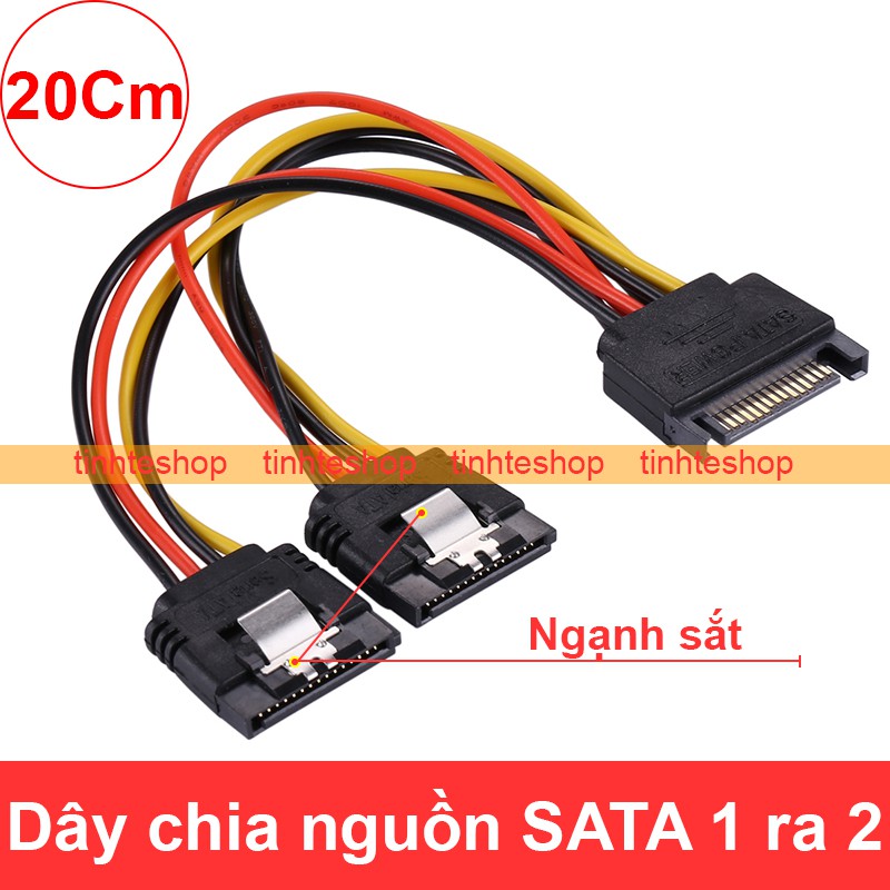 Cáp nguồn ổ cứng SATA chia 1 thành 2- Dây chia nguồn SATA 1 ra 2 cấp nguồn cho HDD SSD DVD-R 20Cm có ngạnh sắt