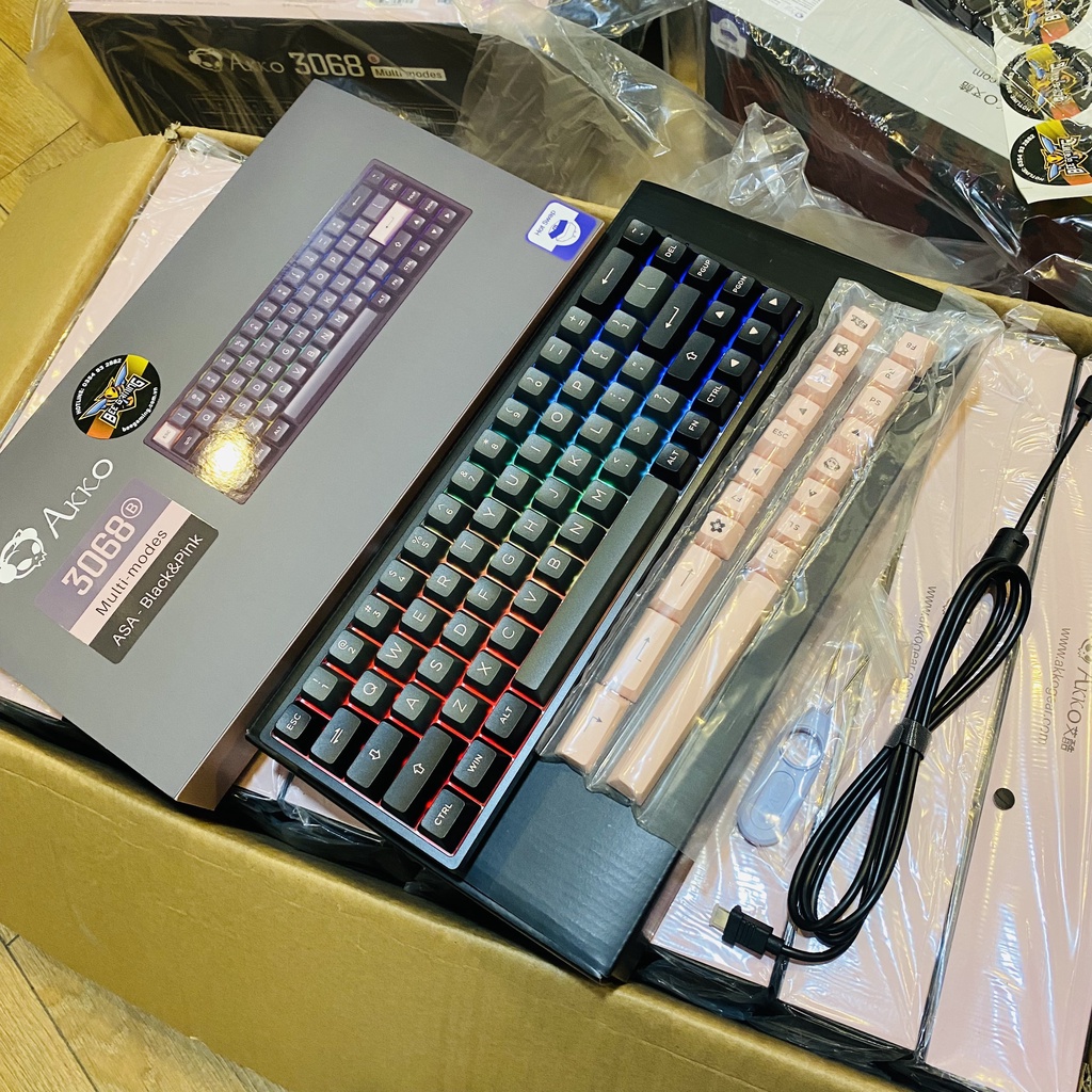 Bàn phím cơ không dây AKKO 3068B Multi-modes Black Pink