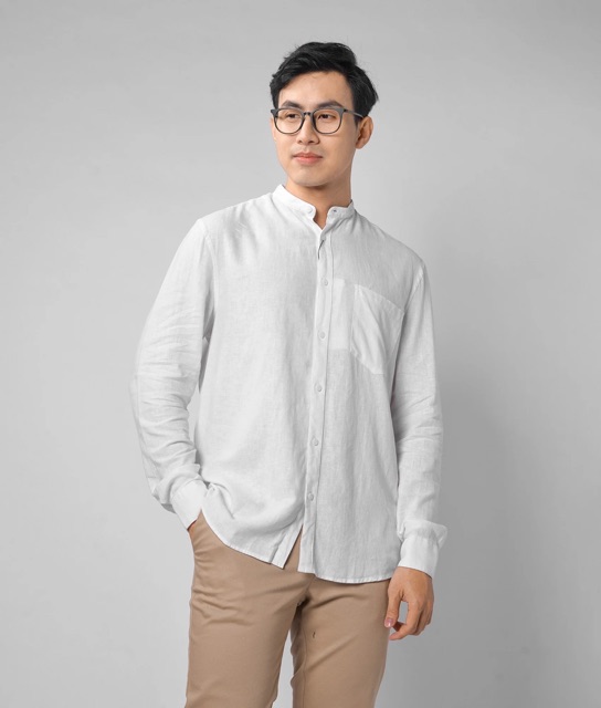 ROUTINE - Áo sơ mi cổ trụ 1 túi 4 màu vải linen cao cấp SHL030 - Shop LASTORE