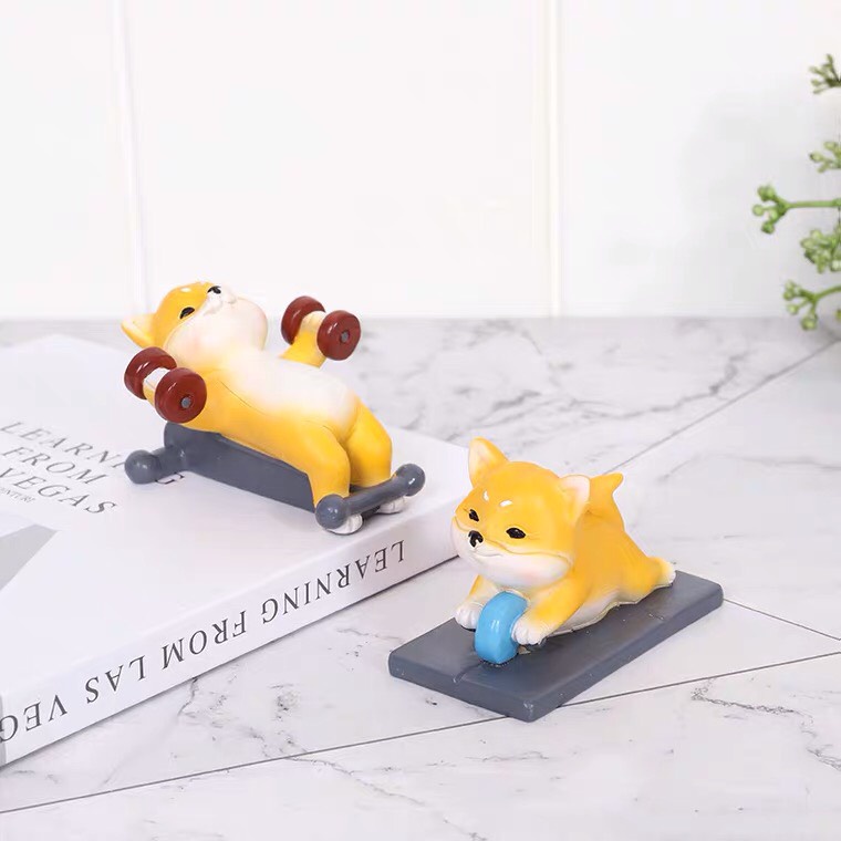 Set mô hình shiba tập thể dục vui nhộn dễ thương trang trí nhà cửa bàn làm việc, quà tặng người thân-Ráp