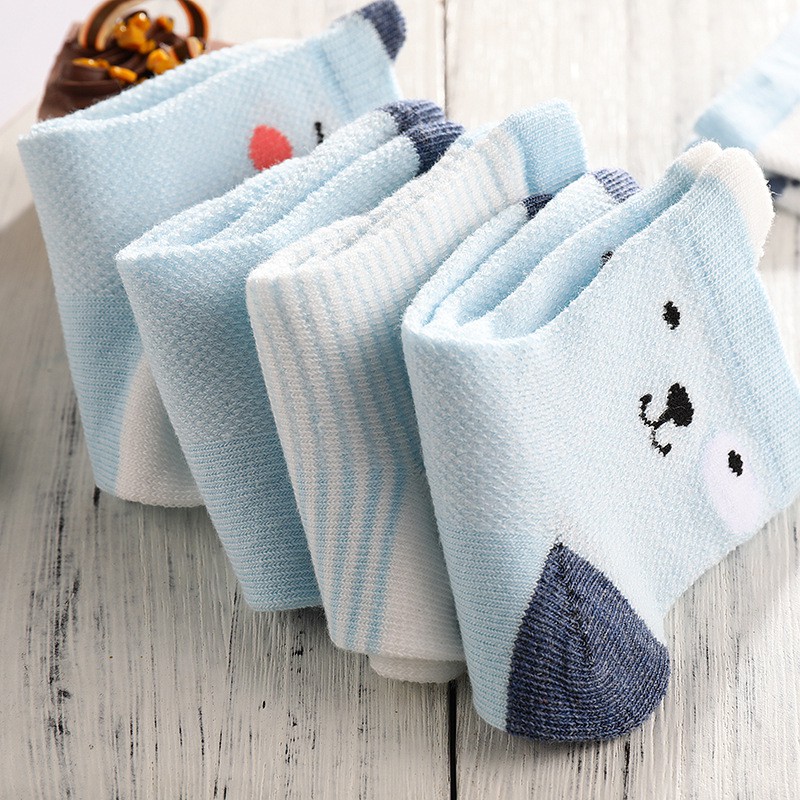 Set 5 đôi tất, vớ lưới ZAKUDO cổ dài điều hòa chống trượt chất cotton co giãn ấm áp cho bé TTE12