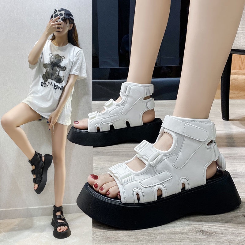 Giày Sandal Đế Dày Tăng Chiều Cao Phong Cách Harajuku Nhật Bản Hợp Thời Trang Mùa Hè Cho Nữ