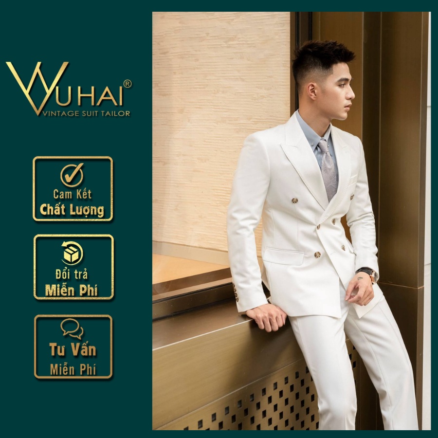 Áo Vest Nam HÀn Quốc Màu Trắng 2 cúc, 6 cúc-Shop Suit