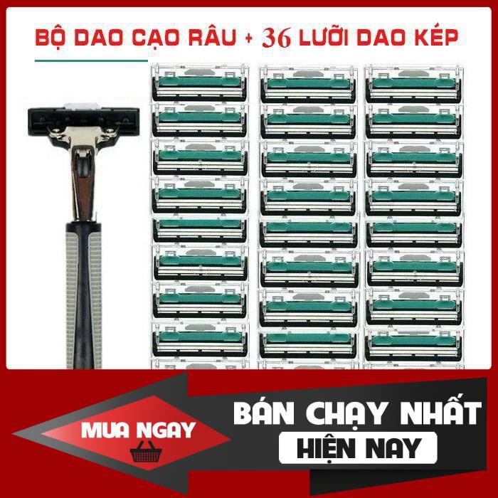 Bộ cạo râu 38 món - Bộ Dao Cạo Râu Cao Cấp 38 Món (1 Dao Cạo + 36 Lưỡi + 1 Tuýp Kem Cạo)